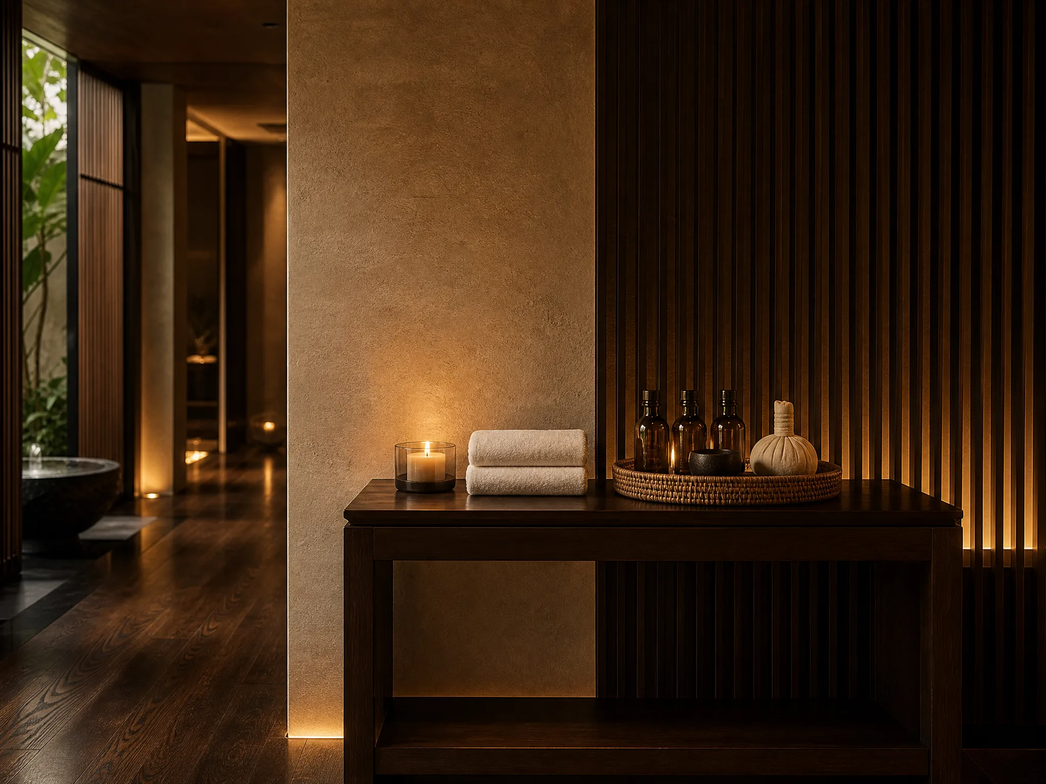 A candlelit reception console at Heaven Health Wellness Centre