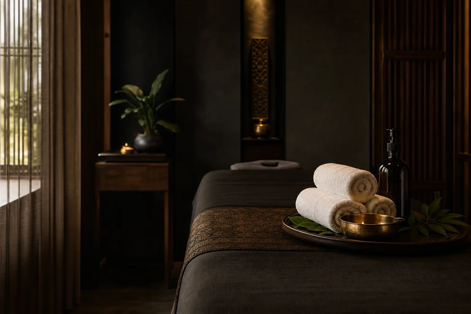 A Heaven Local Spa treatment room prepared for a promotional session