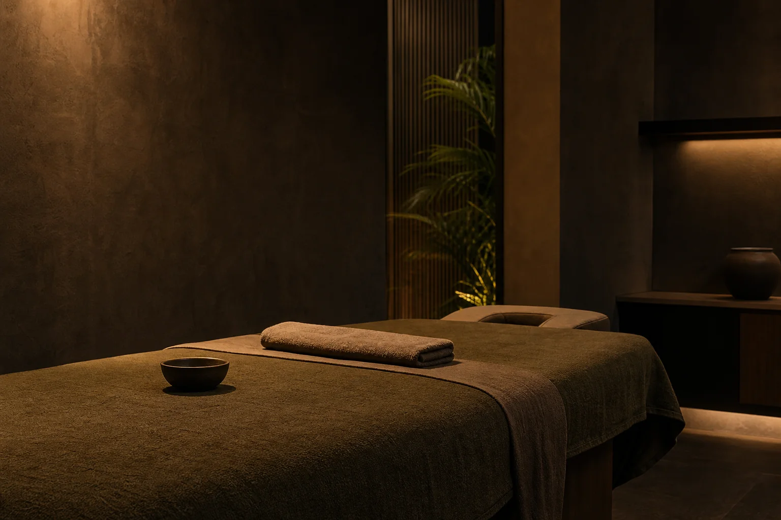 A prepared spa treatment room