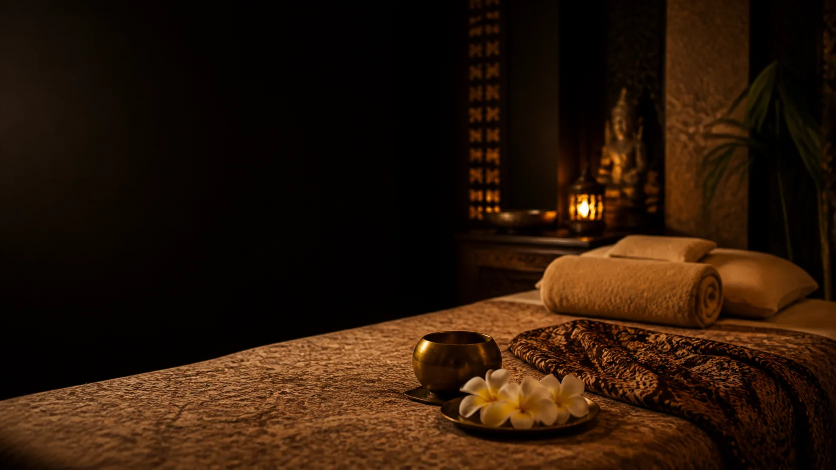 Warm oil and frangipani prepared for a Balinese massage