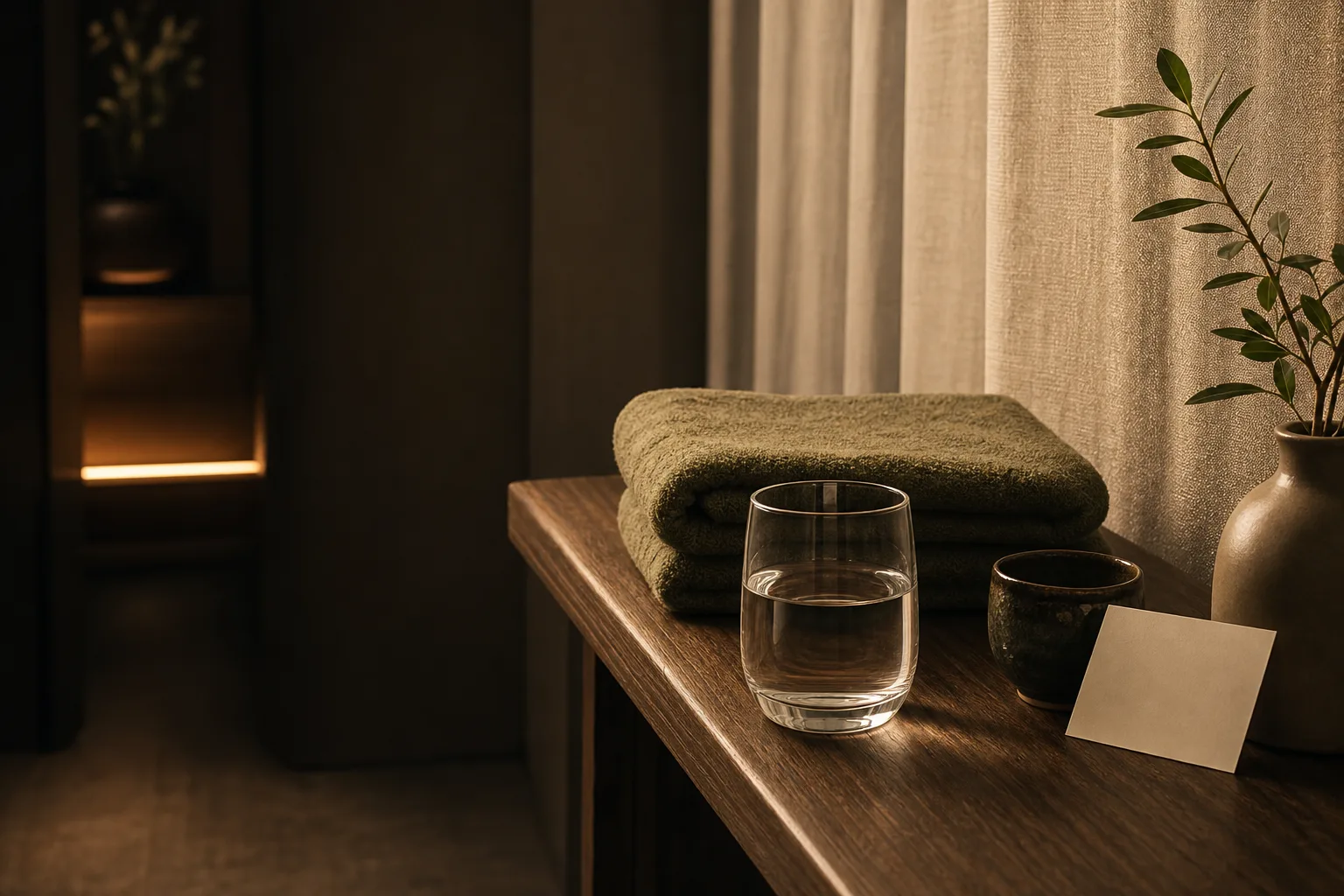 Warm towels prepared for body scrub aftercare