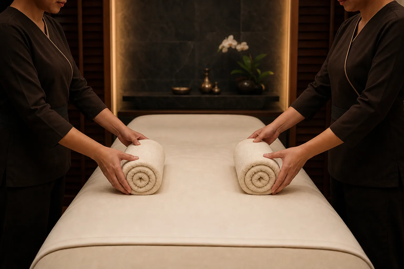 4 Hand Massage service preparation