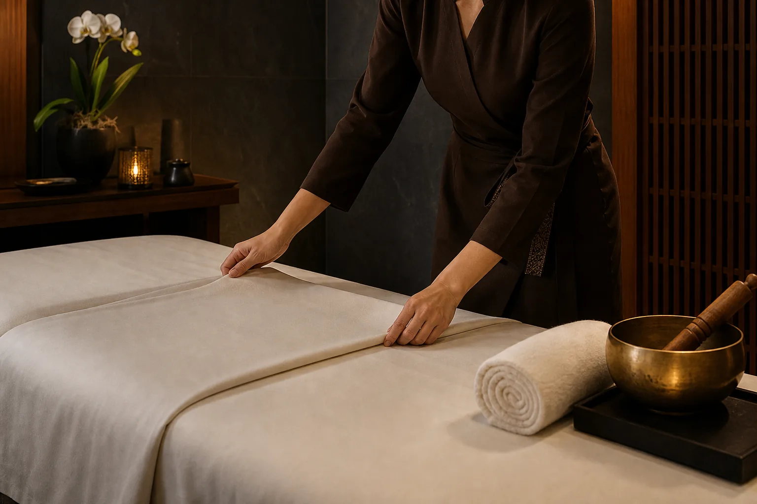 Full Body Massage service preparation
