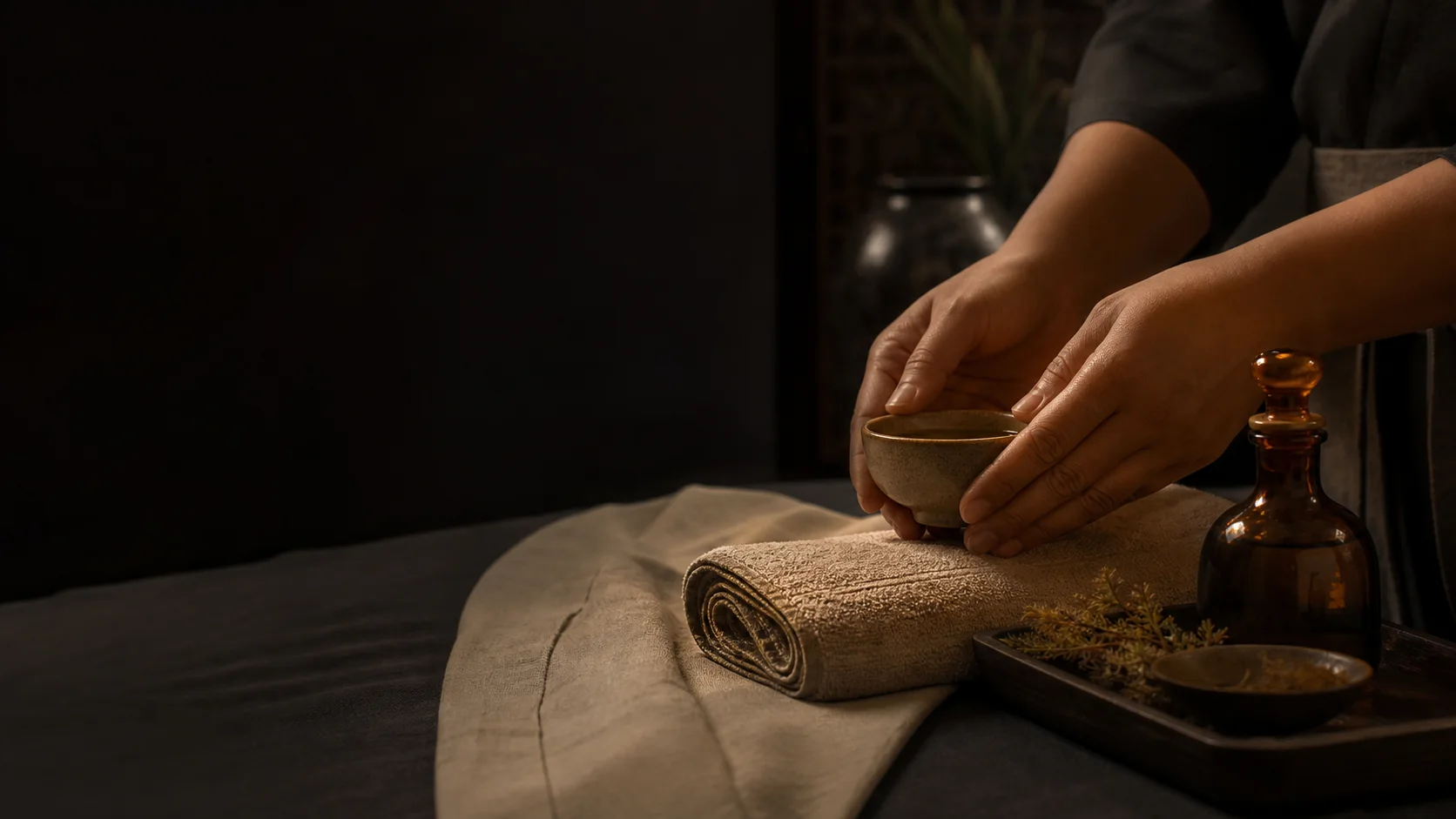 Hot Oil Massage service preparation